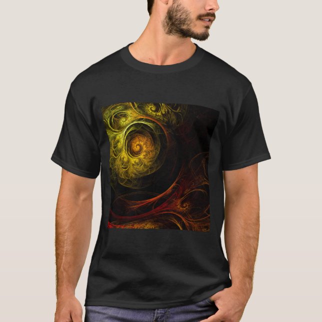 T-shirt Sunrise Floral Red Abstrait Art (Devant)