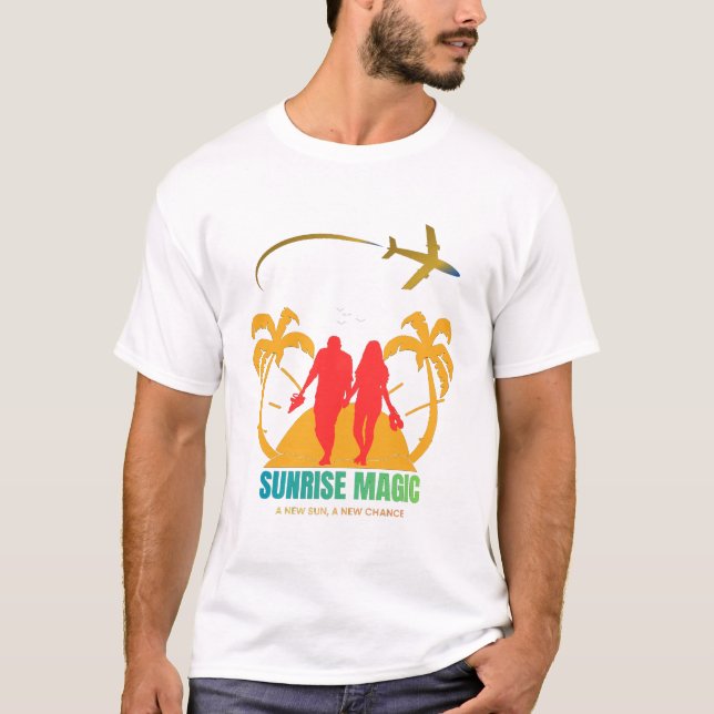 T-shirt Sunrise Love Silhouette – Romantic Couple Beach  (Devant)