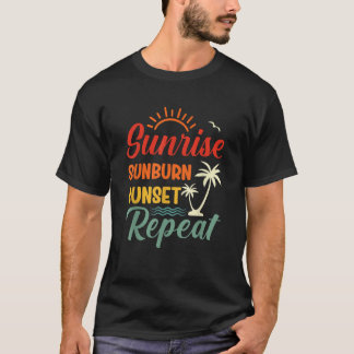 T-shirt Sunrise Sunburn Coucher de soleil Répéter Plage Oc