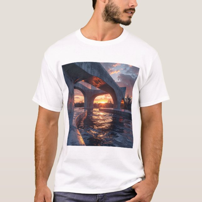 T-shirt Sunset Arches – Modern Architecture Over Reflectiv (Devant)