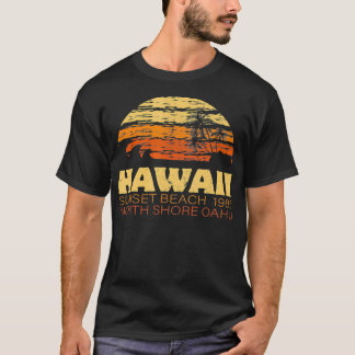 T-shirt Sunset Beach Oahu Hawaii North Shore Retro Vintage