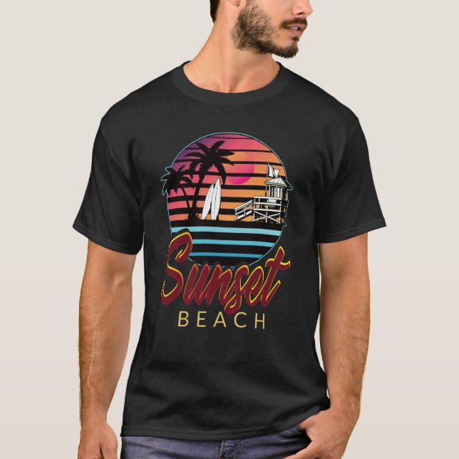 T-shirt Sunset Beach Vibes Vacation Humorous Saying (Devant)