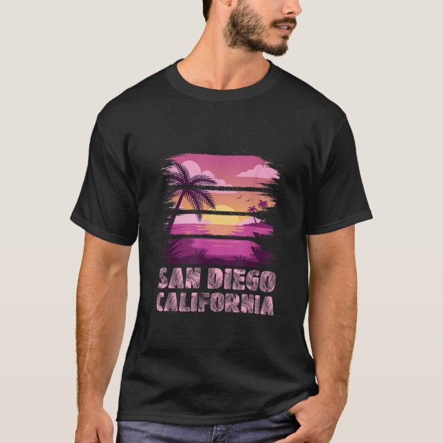 T-shirt Sunset California San Diego - Plage de vacances d' (Devant)