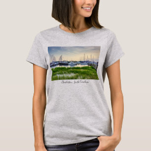 T-shirt Sunset des bateaux du port de Charleston