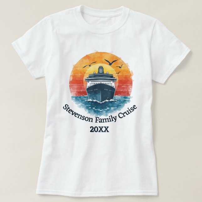 T-shirt Sunset Family Name Vacation Cruise Ship Keepsake (Design devant)