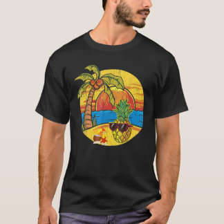 T-shirt Sunset Funny Ananas Palmiers Lunettes de soleil Tr