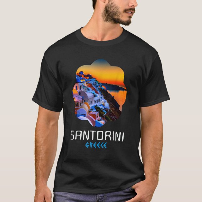 T-shirt Sunset In Santorini Greece Painting (Devant)