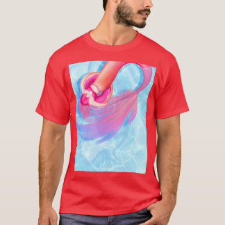 T-shirt Sunset mermaid in a donut float