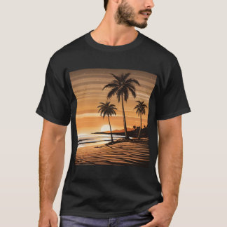 T-shirt Sunset Palm Beach Tee - Tropical Twilight Design