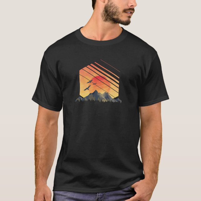 T-shirt Sunset Panorama striped (Devant)