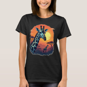T-shirt Sunset Safari Wild African Giraffe Tee