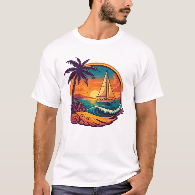 T-shirt Sunset Sailboat  (Devant)