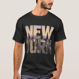 T-shirt Sunset Skyline de New York avec un point d'intérêt