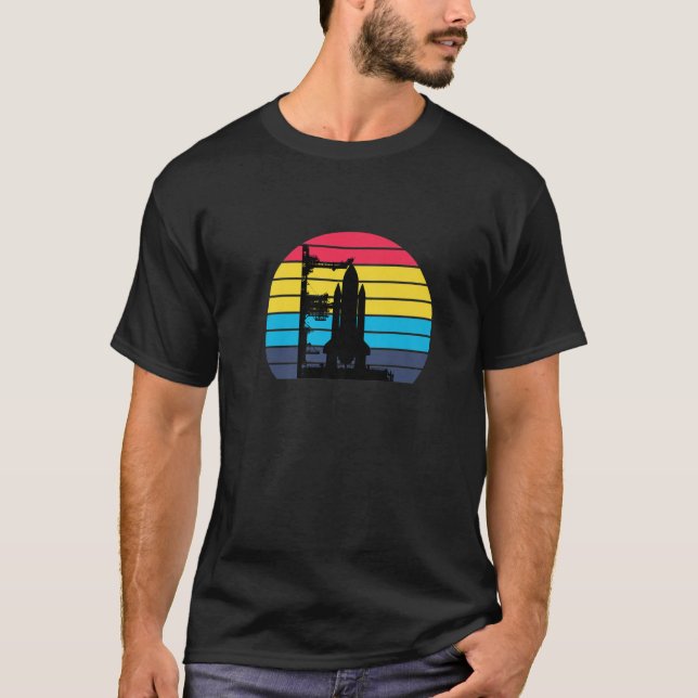T-shirt Sunset Space Shuttle Pad Lance Moonport S (Devant)