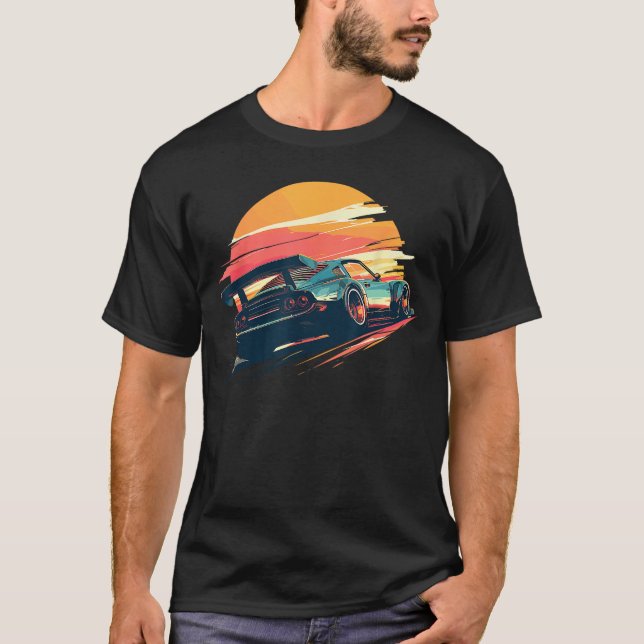 T-shirt Sunset Speedster Retro Race Enthusiast Automotive  (Devant)