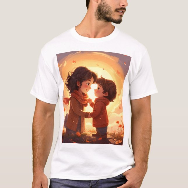 T-shirt Sunset Stroll Mother & Child in Bloom (Devant)
