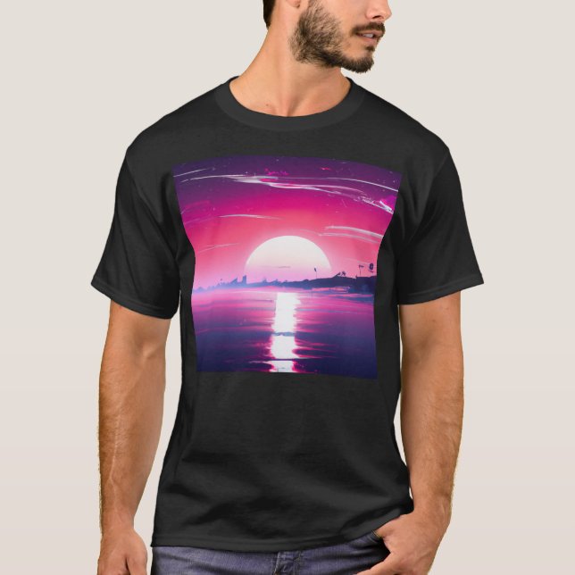 T-shirt Sunset Synthwave (Devant)