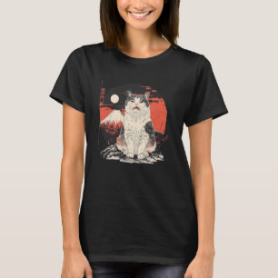 T-shirt Sunset Vintage Kitten Lover Japonais Art Cute Chat