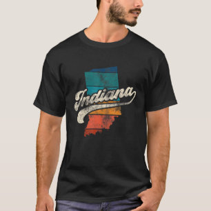 T-shirt Sunset Vintage Retro Indiana Home State DANS Les a
