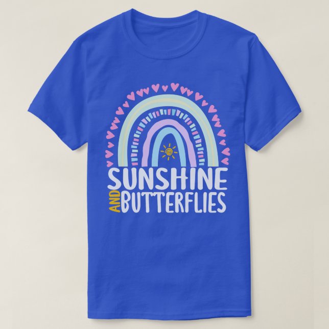 T-shirt Sunshine and Butterflies mignon cadeau arc en ciel (Design devant)