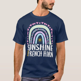T-shirt Sunshine and French Horn Cute Rainbow Gift pour Wo
