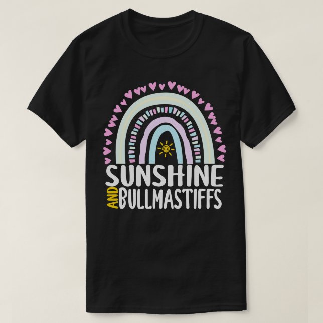 T-shirt Sunshine et Bullmastiffs mignon cadeau arc-en-ciel (Design devant)