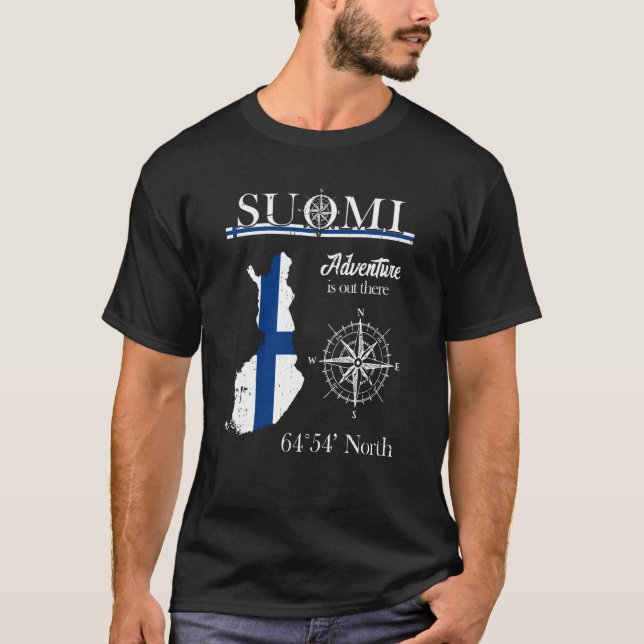 T-shirt Suomi Finland Adventure est là Drapeau finlandais (Devant)