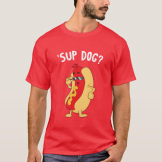 T-shirt Sup Chien Cool Hot Dog avec lunettes de soleil drô