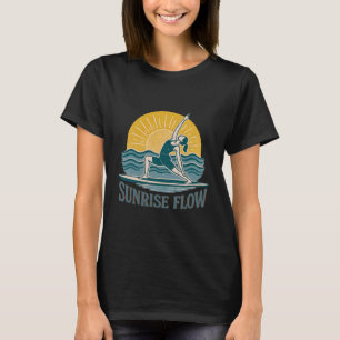 T-shirt SUP Sunrise Flow Paddleboard Yoga   Impression gra