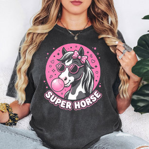 T-shirt Super Cheval Avec Bubble Gum Et Lunettes De Soleil