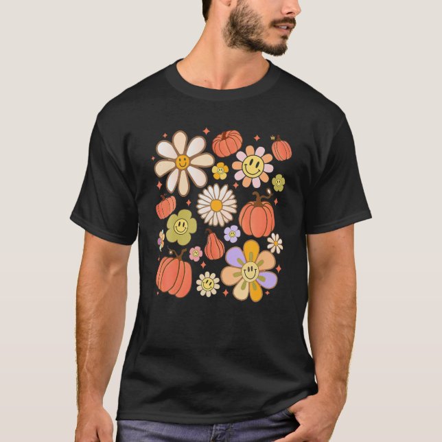 T-shirt Super Citrouille Daisy Flower Smile Face Fall Merc (Devant)
