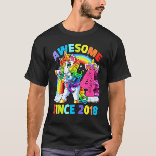 T-shirt Super depuis 2018 Dabbing Unicorn 4e anniversaire