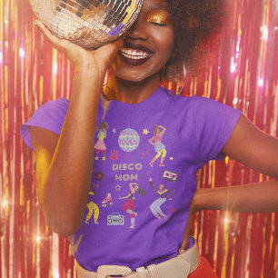 T-shirt Super Disco Party Retro 80s Maman pourpre