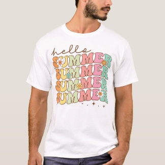 T-shirt Super Été Femmes Hommes Enfants Bonjour Vacances É