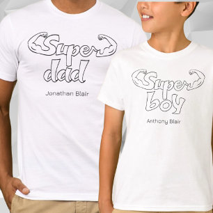 T-shirt Super garçon jumelé père et fils enfants