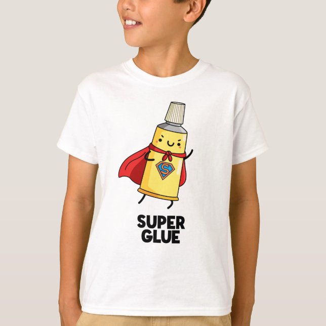 T-shirt Super Glue Funny Super Hero Pun (Devant)