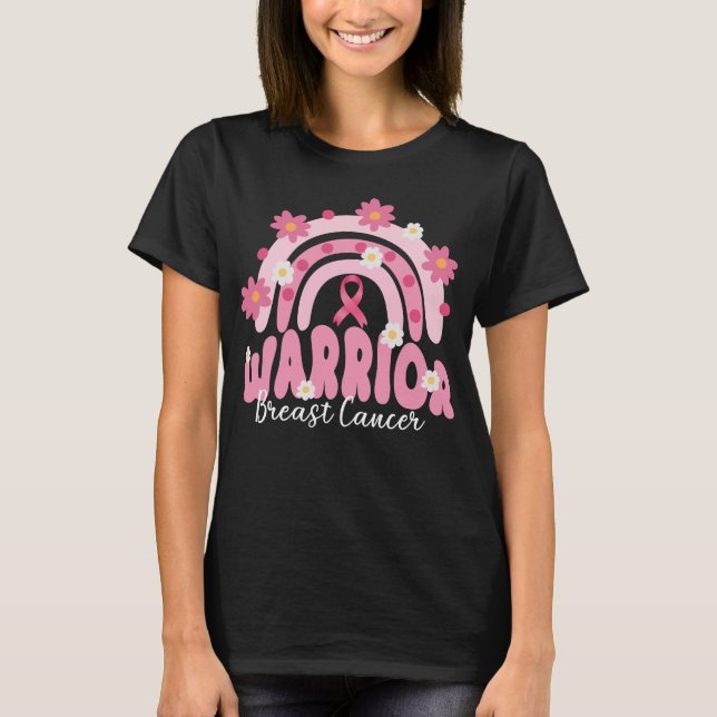 T-shirt super guerrier du cancer du sein fleur arc-en-ciel (Devant)