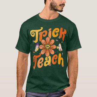 T-shirt Super Halloween Trick ou Enseigner Retro Floral Fa