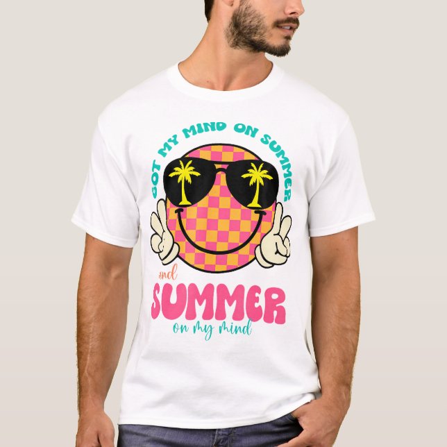 T-shirt Super Happy Face Vibes Été M'A Attiré L'Esprit Sur (Devant)