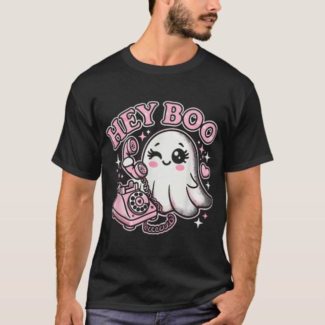 T-shirt Super Hey Boo Ghost Halloween Filles Femmes Enfant (Devant)