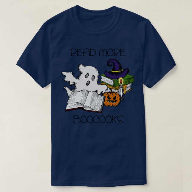 T-shirt Super Lire Plus Livres Joli Ghost Boo Funny Hallow (Design devant)