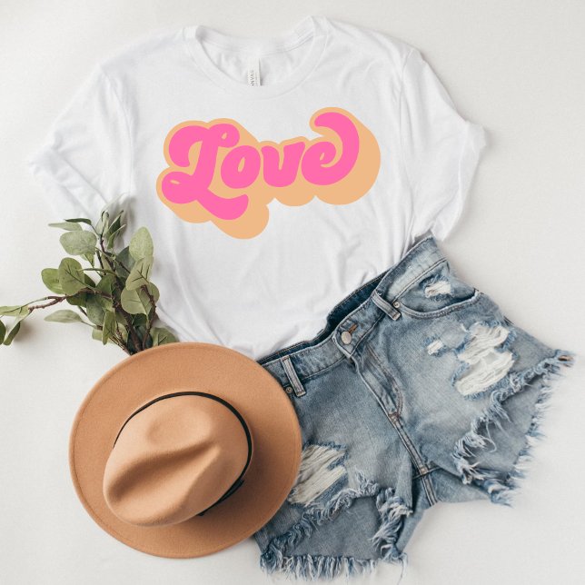 T-shirt Super Love Saint Valentin chemise (Groovy Love, Retro Vibes, 70s Style, Love Peacefully, Funky Valentine's Day, Heartfelt Groove, Vinta)