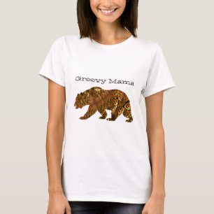 T-shirt Super Mama Ours Fractal Silhouette Typographie Art