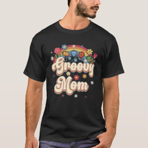 T-shirt Super Maman Retro Hippie Paix Signal Floral Mères