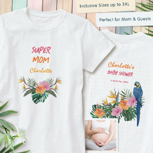 T-shirt SUPER MOM Impression de perroquet tropical pour Ba