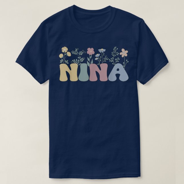 T-shirt Super Nina Grandmère Fleurs Nina Grandma  (Design devant)