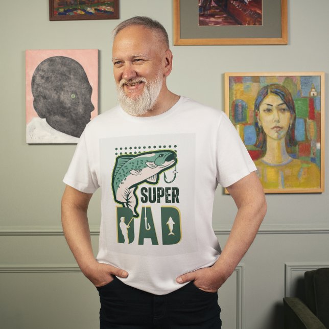 T-Shirt Super Papa Illustré Vert (Créateur téléchargé)