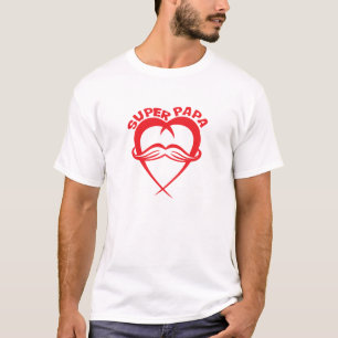 T-shirt super papa moustache coeur love heart 1