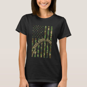 T-shirt Super Papa Pêcheur Grand-Père Drapeau US Camouflag