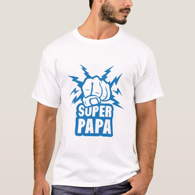 T-shirt super_papa_poing_fermer_force_eclair (Devant)